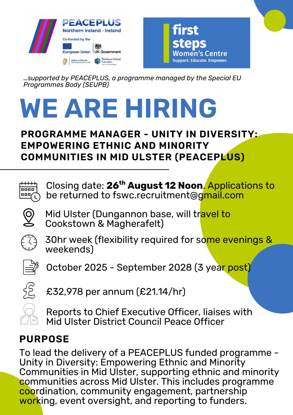 Programme Manager Advert PEACEPLUS